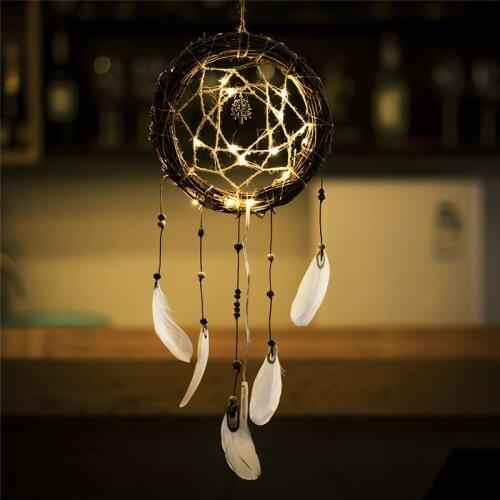 Indonesian Style Dream Catcher Vine Feather Handmade Home Decor Room Pendant Wall Hanging Girl Kid Children Gift Ornament
