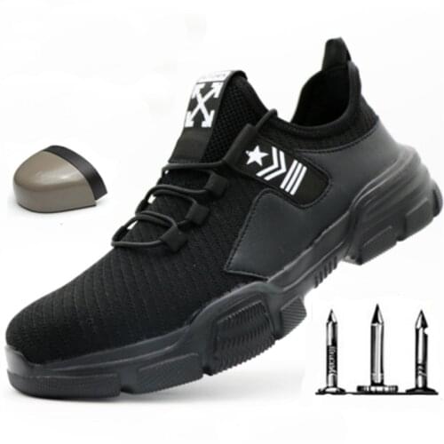 Luxury Designer Sneakers Flat Shoes Men Steel Toe Cap Slip Wear Breathable Light Work Safety Shoes Building Indestructible Shoes