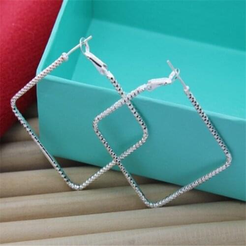 Fashion 925 Sterling Silver Earrings Wave Pattern Square Fashion Simple Earrings For Women Wedding Jewelry Gifts