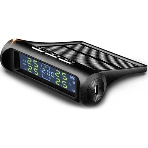 VODOOL Auto Tyre Pressure Warning System Temp Monitoring AN-01D Car Solar TPMS Clock for Outdoor Personal Car Parts Decoration