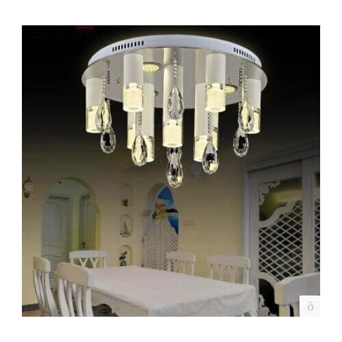 LED 110-220V Acrylic Sweet Romance Atmosphere Round K9 Crystal Ceiling Lights Restaurant In The Master Bedroom Absorb Dome Light