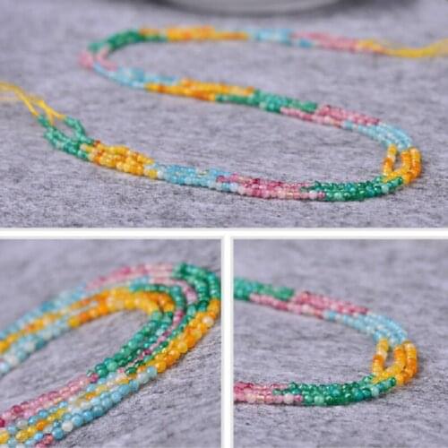 Delicate Natural Colorful Chalcedony Spaced Loose Beads 2-3mm Beadwork Necklace Semi-finish Jewelry Making DIY Accessories 38cm