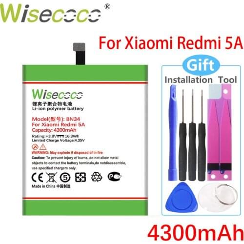 WISECOCO 4300mAh BN34 Battery For Xiaomi Redmi 5A Mobile Phone High Quality Battery With Tracking Number