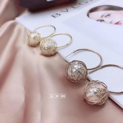 SU MISS ladies earrings pearl beads earrings simple eardrop 2019 new fashioned earrings personalized earrings