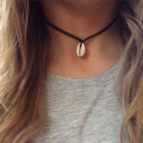 New fashion boho ocean beach style natural shell pendant necklace for women jewelry adjustable rope chain necklaces femme gift