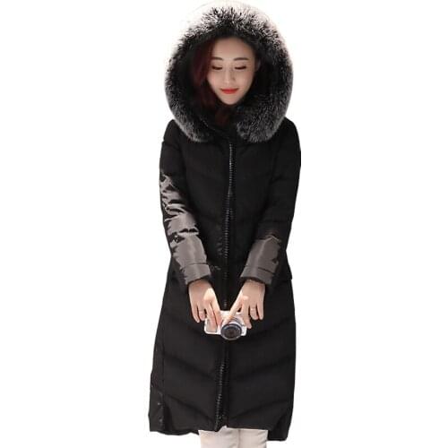 2019 Winter Coat Women New Long Big Fur Hat Quality Fashion Padded womens Warm Coats Fatory Sale Vestidos YL202