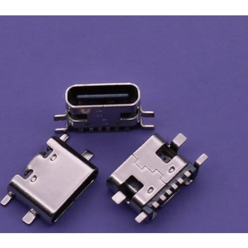 1Pcs/Lot Micro Usb Jack 3.1 Type-C 6Pin Smd4 Female Connector For Mobile Phone Charging Port Socket