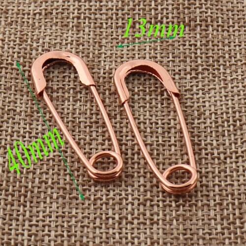 100pcs Safety Pins Craft Rose Gold Safety Pin Brooch Stitch Markers Metal Safety Pins Loops Charms Jewelry Tag Fasteners-40 mm