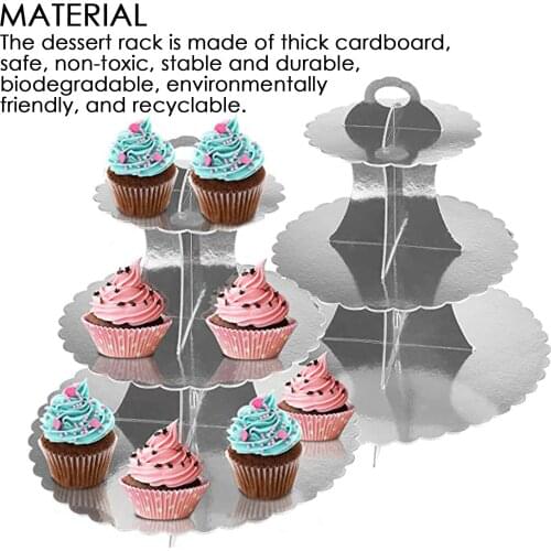 2 Pack Cake Stand 3 Tiers Cardboard Cupcake Stand Pastry Cupcake Fruit Plate Serving Dessert Holder Wedding Party Home Decor