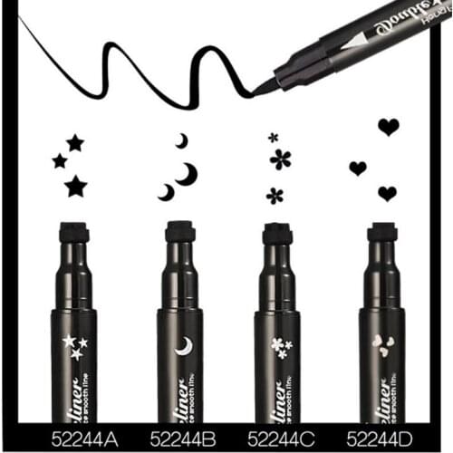 HOT 2 In1 Double-headed Eyeliner Stamp Black Star Heart Moon Flower Stamp Eye Liner Pen Waterproof Lasting Eyeliner Makeup TSLM2