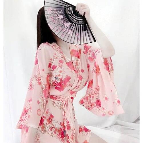 2021 NEW Ladies Janpanese Traditional Kimono Sexy Cosplay Costumes Sexy Oufit Women Kawaii Pink Cute Lingerie Pajamas Dropship