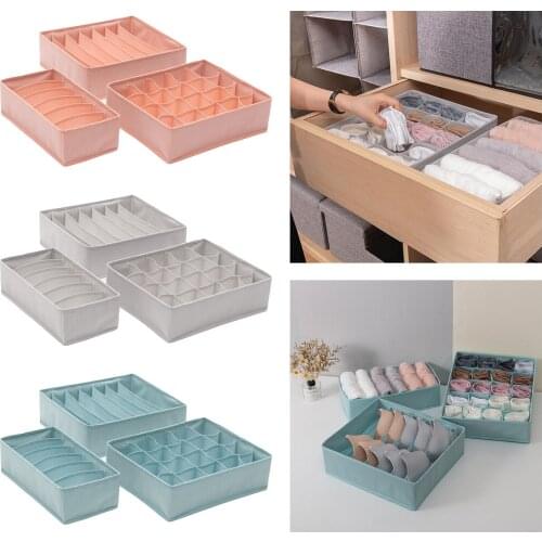 3PCS Foldable Underwear Drawer Organizer Closet Dividers Storage Box for Clothes Socks Underwear