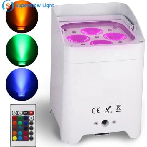 4pcs 4*18w RGBWA UV 6in1 Rechargeable Wireless DMX Battery Uplight With IR Remote Phone APP Wifi Control