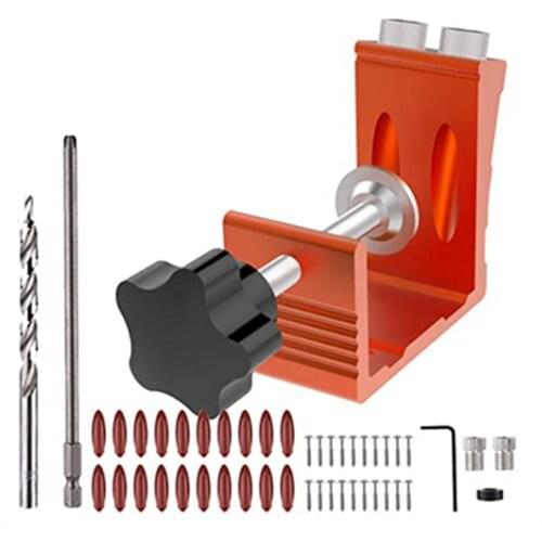 47Pcs Positioner Pocket Jig Kit Heavy Duty Aluminum Pocket Hole Jig Woodworking Punch Locator Tool