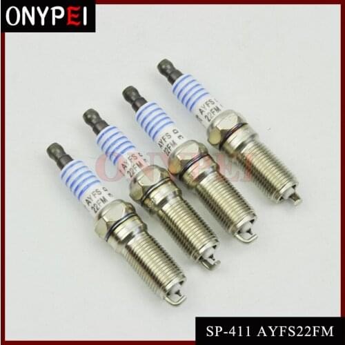 4x OEM# SP-411 AYFS22FM Finewire Platinum Spark Plug for Ford Lincoln