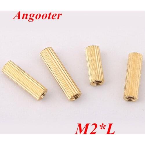 50pcs M2 Brass Round Standoff Spacer Female 2mm Brass Pillar Standoffs Spacing Screws M2*3/4/5/6/8/10/12/15/20/25/30mm