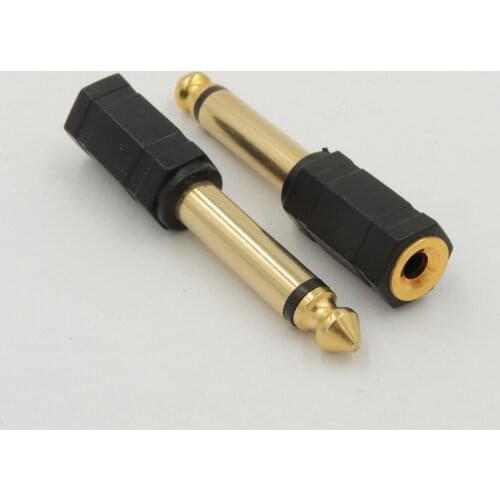 50pcs GOLD PLATED 6.35MM 1/4" MONO Male PLUG TO 3.5MM Female JACK SOCKET ADAPTER