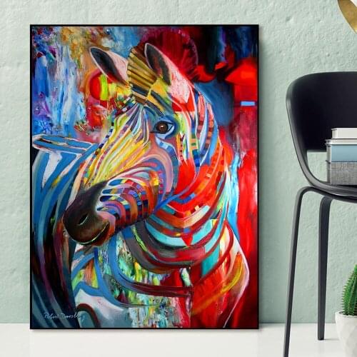 Abstract Zebra Graffiti Art Canvas Paintings on the Wall Art Posters And Prints Street Art Colorful Zebra Picture For Kids Room