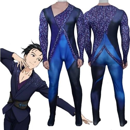 Anime YURI!!! on ICE Yuri Katsuki Cosplay Costume Zentai Bodysuit Adults Kids One-Piece Performance Tight Suit Unisex Jumpsuits