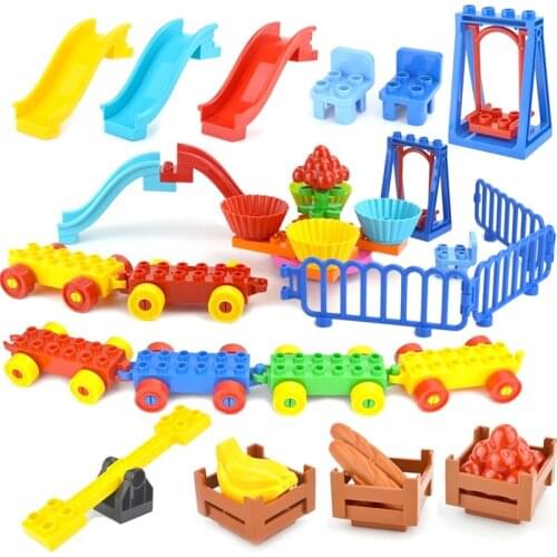 Big Building Blocks bricks Train base Slide Ladder Swing Large size base plate Letters Numbers Food Accessories Compatible Duplo