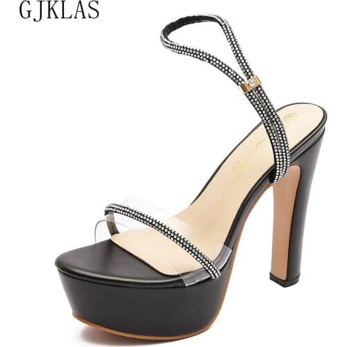 Platform Sandals Women Summer Chunky Heels Party Sandals Chunky Shoes High Heels Pole Dance Crystal Woman Pumps Sandale Femmes