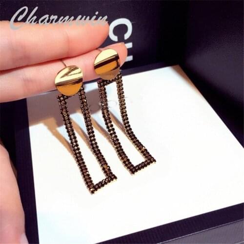 Charmwin New Long Earrings Hanging Earrings Women Fashion Jewelry Exaggerated Rhinestone Dangle Earrings PE1904