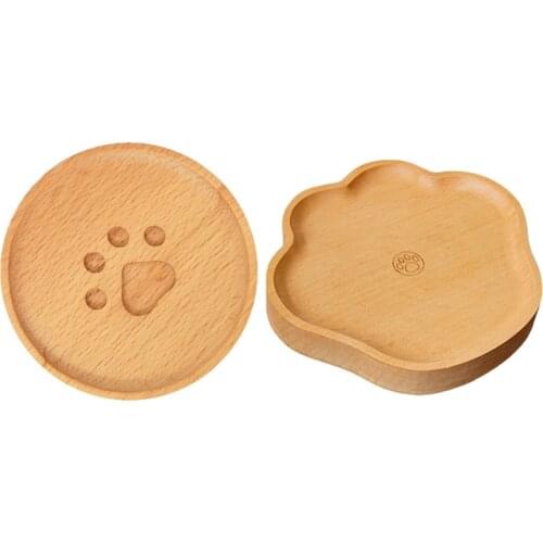 Wood Coaster Cup Mat Table Placemats Cute Bear Paw Pattern Small Snack Tray Plate Dish Tea Cup Coffee Mug Pad Kitchen Accessory