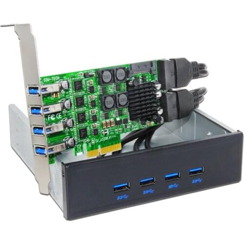 BTBcoin Add On Cards PCIE USB 3.0 Card PCI-E/PCI Express USB 3.0 Controller with 5.25 USB 3.0 Front Panel PC Computer Components