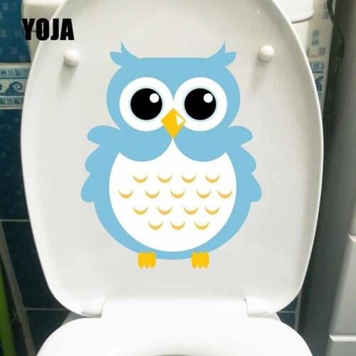 YOJA 18.5X23.2CM Interesting Cartoon Owl Pattern Bedroom Home Decor Toilet Seat Decal Wall Stickers T5-0651