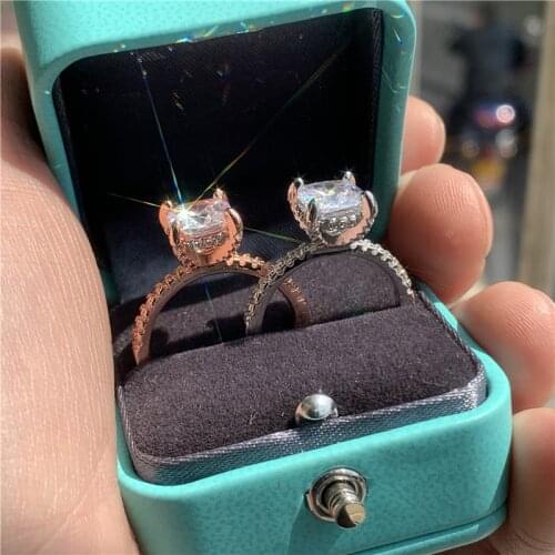 Twinkle Majeste Promise ring 925 Sterling silver Cushion cut 2ct zircon Engagement Wedding Band Rings for women Bridal Jewelry