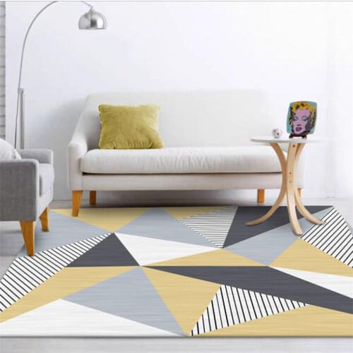 Rugs and Carpets for Home Living Room Nordic Yellow Striped Diamond Pattern Non-slip Carpet Bedroom Rug Christmas Rug Hand Wash