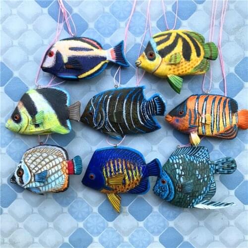 Creative bedroom ornaments wooden tropical fish pendant children decoration kindergarten pendant home wall decoration