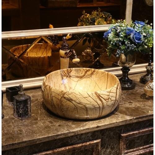 Round bathroom ceramic counter top wash basin sinks ceramic basin