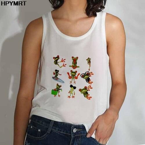 Funny Frog Print Tank Tops Women Fashion Fun Graphic Lady Streetwear Sexy Harajuku Summer Vest Female Sleeveless Tee Top Clothes