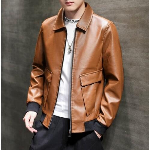 Mens leather jacket lapel jacket plus fat plus size blouse handsome casual motorcycle warm clothing men