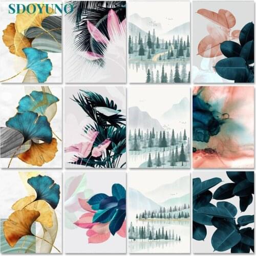 SDOYUNO Oil Painting By Numbers For Adults Frameless Leaf 60x75cm DIY Paint By Numbers On Canvas Still Life Home Decor Wall Art