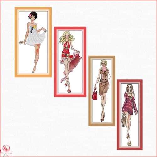Model Fashion Show Cross Stitch Kits Embroidery Needlework Deco Counted 11CT 14CT Printed Stamped Crafts Canvas Thread Gift Sets
