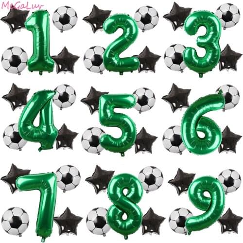 5Pc football party balloon set 32 inch aluminum film number boy birthday party gift decoration baby shower ball