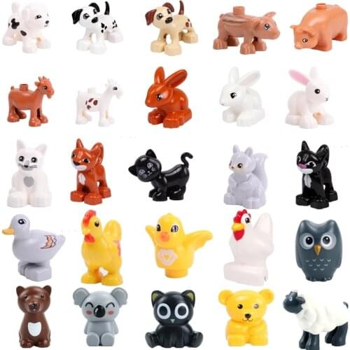 New Big Size Farm Animals Zoo Building Blocks Accessories Single Sale Cute Toy Dog Cat Sheep Zebra Dinosaur Educational Toys