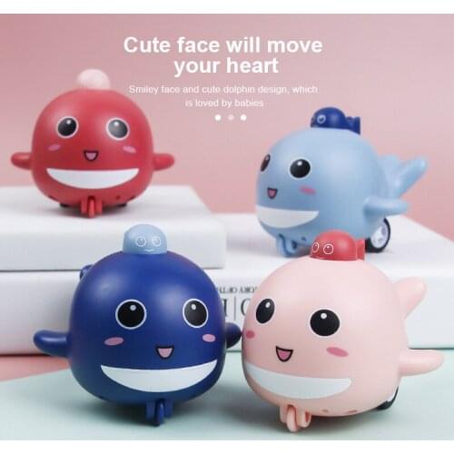 New Cartoon Kids Press Small Dolphin Return Force Car Sliding Inertia Baby Toy Car Childrens Bath Toys Holiday Gifts