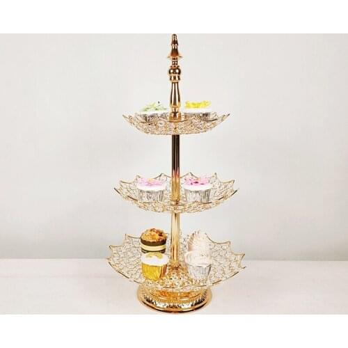 1pcs 3 tiers cupcake stand Gold Wedding Tray mirror stand