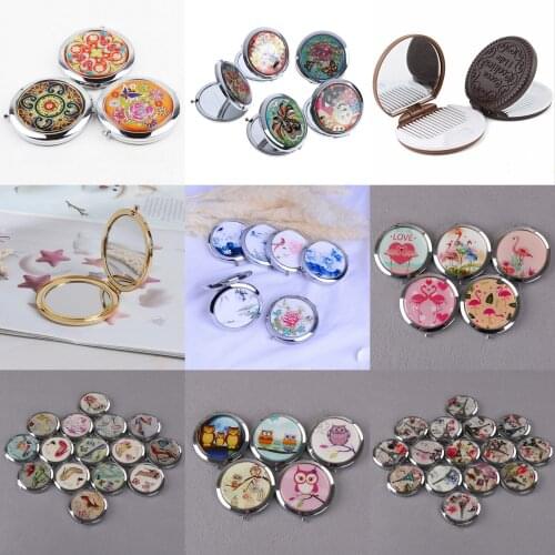 1pcs Double-side mini Mirrors Portable Compact Pocket Women Girl Cosmetic Small Compact Mirrors Folding Mirror Makeup Mirror
