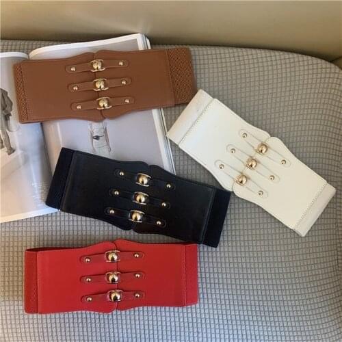 Super Wide Waist Belt for Women PU Leather Slimming Body Ladies Dress Belt Elastic White Black Corset Belt Female Waistband
