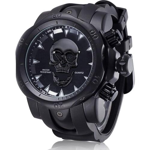 RGTOPONE Cool Skull Quartz Watches Men Sport Watch Waterproof silicone strap Clock Gift relogio masculino High Quality