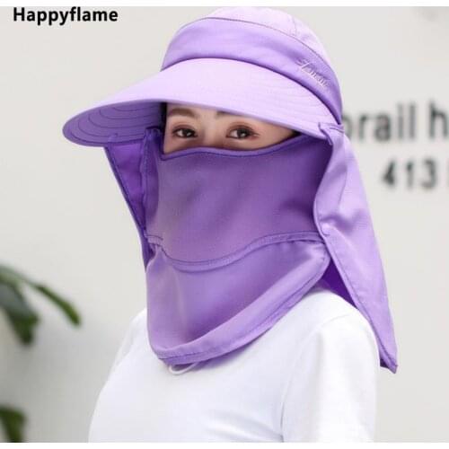 Female Summer Sun Hat UV Protection Cycling Large Brimmed Hat with Neck Flap Shawl Hats Outdoor Protect Face Mesh Breathable Cap