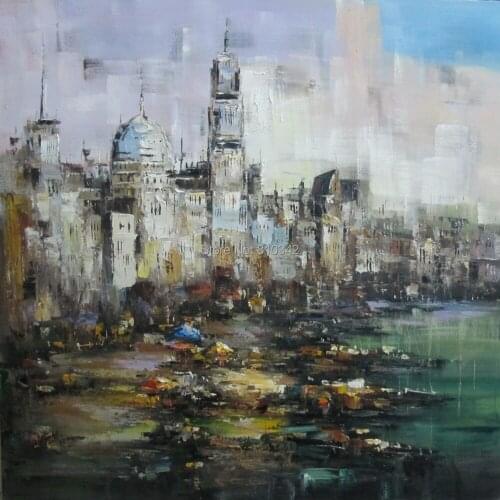 Modern handmade oil paintings on canvas painting with thick texture painted by palette knife