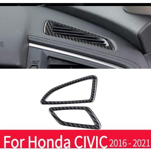 For 10th Gen Civic ABS Carbon Fiber Style Dashboard Air Vent Trims Wind Outlet Decoration Stickers for Honda Civic 2016-2020