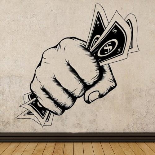 Money First Vinyl Wall Art Decals Office Creative Decor Power Hand Stickers First Design Window Poster Decoration HY1990