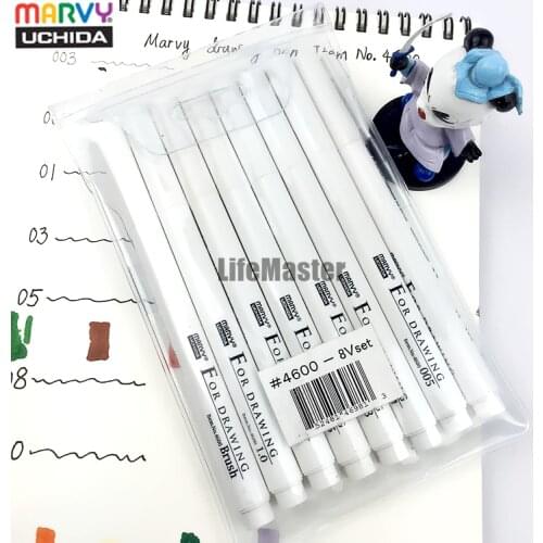 LifeMaster Marvy Sketch Liner/Brush 8pcs/lot 0.03mm/0.05mm/0.1mm/0.3/0.5/0.8/1.0mm Waterproof Gundam Drawing Pen