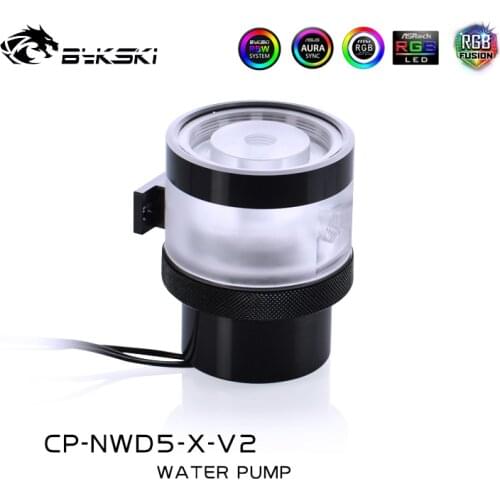 Bykski D5 Water Pump Maximum Flow Lift 3 Meters 400L/H Cylinder Water PUMP 5V 3pin A-RGB PWM Automatic Speed Acrylic Cover